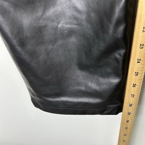 Abercrombie Fitch 90s Relaxed High Rise Faux Leather Pants Womens 34 Black Curve - Picture 6 of 10